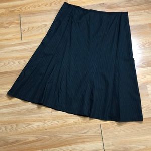 Black pinstripe A-line skirt is fully lined